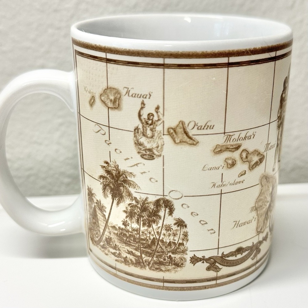 Vintage 1997 Island Heritage Hawaiian Islands Map Coffee Mug Hawaii Souvenir